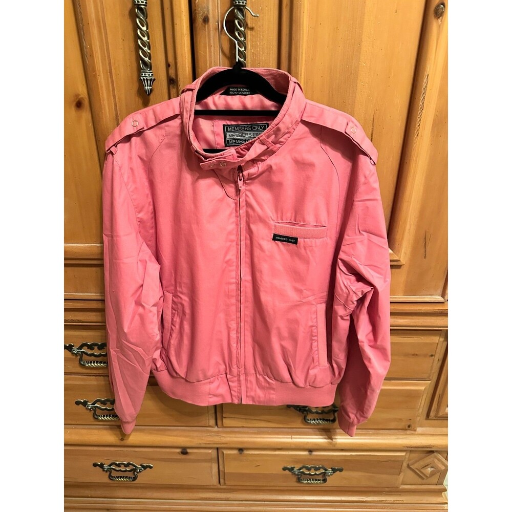 Members Only Vintage 1980's Pink Zip Front Bomber Jacket Women's Size L